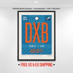 Dubai DXB Airport Code Poster, VAE Reisekunstdruck
