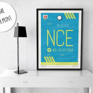 Leuke reisposter Frankrijk, vintage NVU luchthavenlabel print afbeelding 4