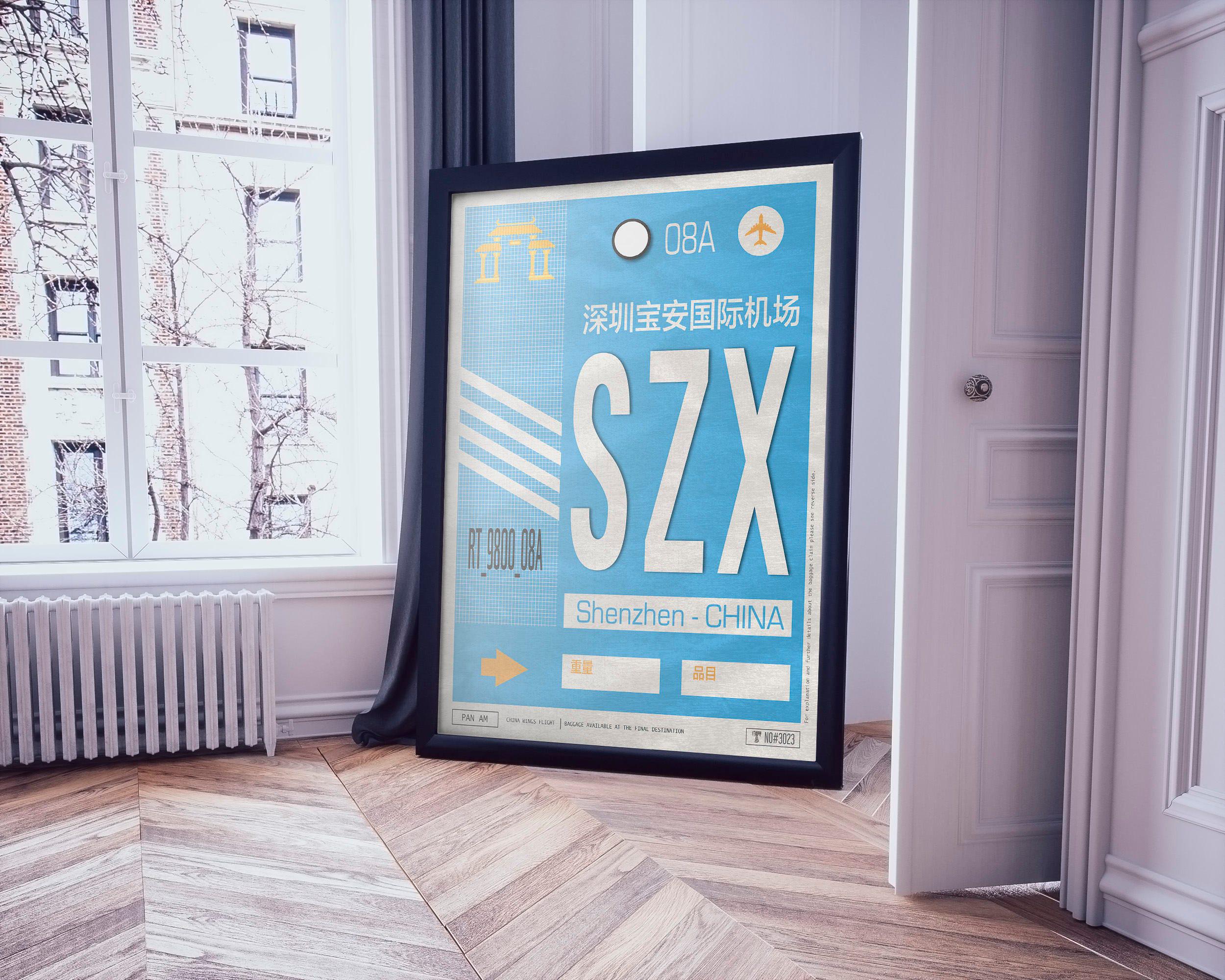 Shenzhen Airport Code Poster, Vintage SZX Luggage Tag Art - Etsy