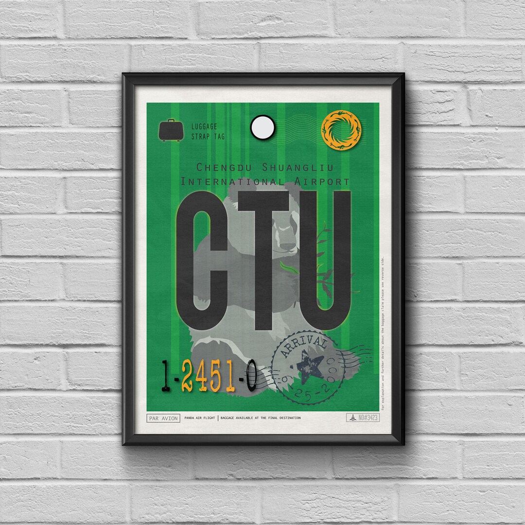 Chengdu Airport Tag China Travel Poster CTU Airport Code Framed chengdu-airport-tag-china-travel-poster-ctu-airport-code-framed