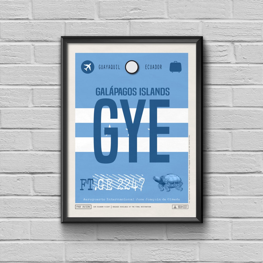 Guayaquil Airport Tag, Ecuador Galápagos Islands Travel Poster, GYE