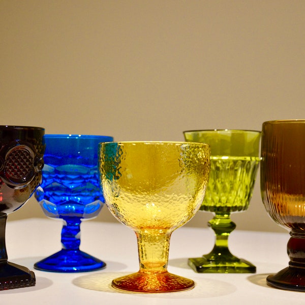 Mismatched Vintage Glassware Mixed Vintage Glasses Mismatched Vintage Goblets Collection of Vintage Glassware Mismatched Wine Glasses