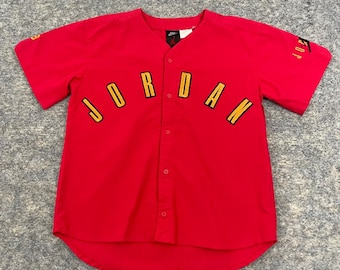 VTG Nike Air Jordan Baseball Jersey Red #23 Jumpman 90s Retro Rare Youth Large