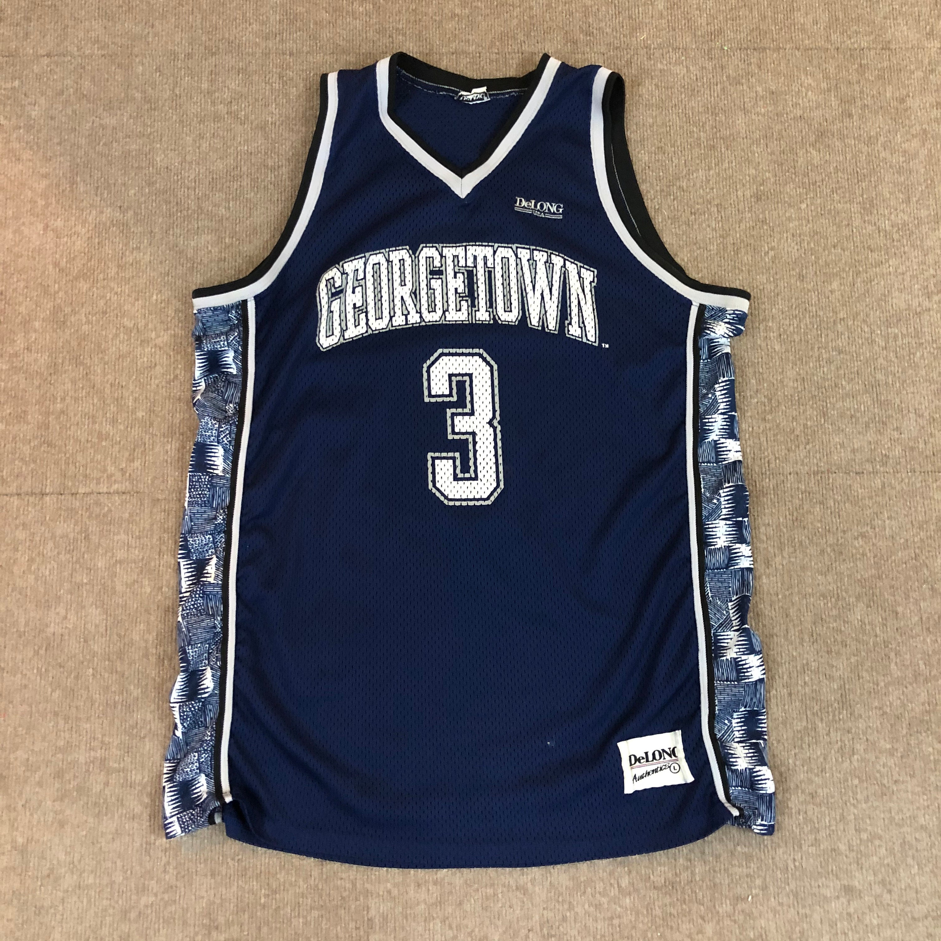 Vintage Nike Team Sports Georgetown Hoyas Button Snap Jersey Blue Men’s XL  VTG