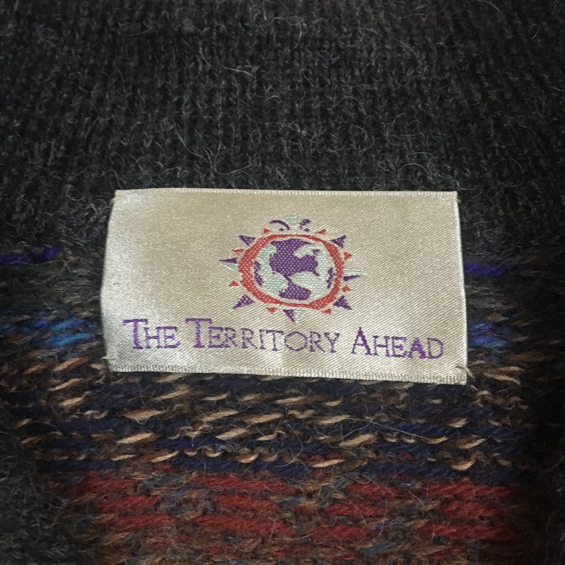 VTG The Territory Ahead 3 Button Pullover Multicolor Alpaca Sweater Adult Large