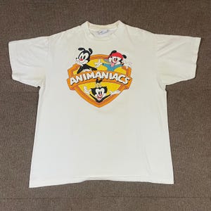 VTG Warner Bros Animaniacs T-Shirt White Adult XL Made in USA 1993 Yakko Wakko