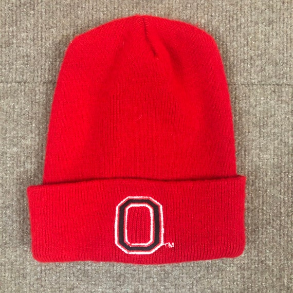 VTG Ohio State Buckeyes Knit/Winter Hat Red 90s N… - image 1