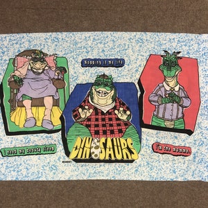 VTG Disney Dinosaurs TV Show Pillow Case 18&quot; x 29&quot; Jim Henson Sinclair