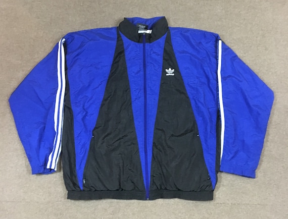 adidas blue and black windbreaker