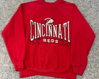 VTG Wolf & Sons Cincinnati Reds Raglan Crewneck Sweatshirt Graphic Men's M 1990