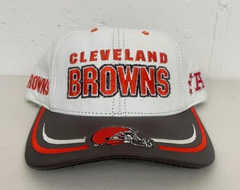 Gorra de cuero con velcro Reebok Cleveland Browns VTG, casco NFL, fabricada en EE. UU.