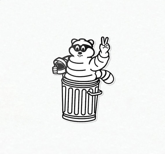 Tire Motorcycle Raccoon Sticker