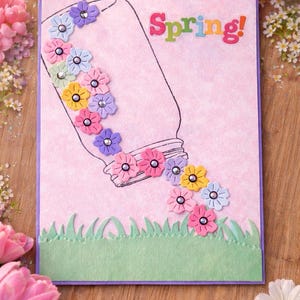 Handmade Spring Flower Card – Embossed Floral Greeting Card – Blank Inside – Easter / Mother’s Day