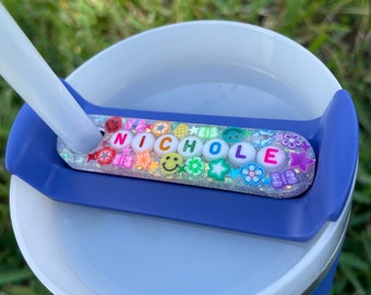 Personalized Stanley Resin Name Plate | Custom Tumbler Tag | Quencher H2.0 Accessory | Stanley Topper