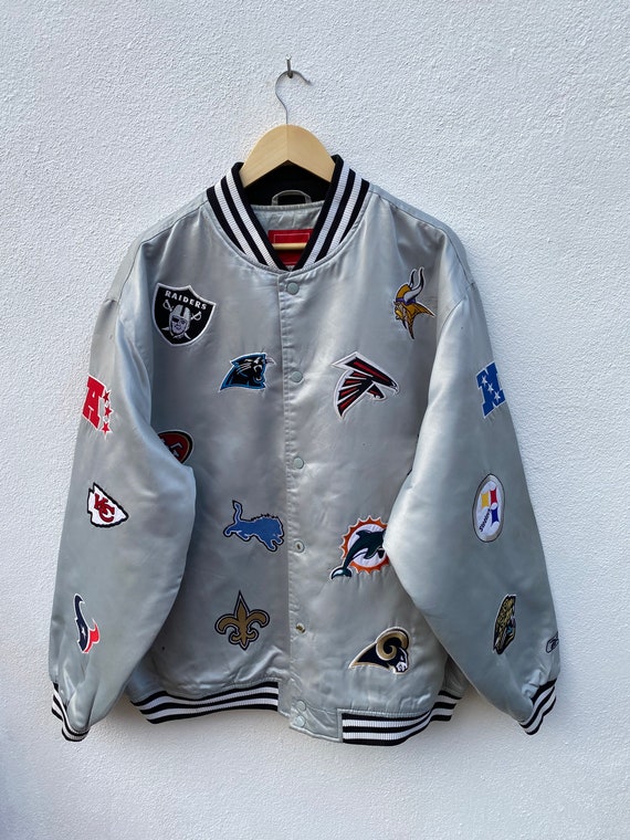 Vintage NFL Team Jacket All Logo Patch Satin Bomber Jacket - Etsy