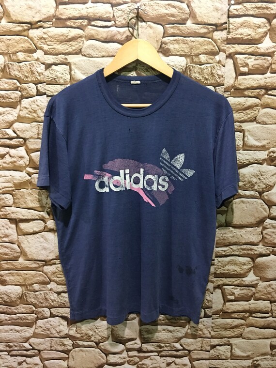 Vintage 80s Adidas trefoil Paper thin shirt