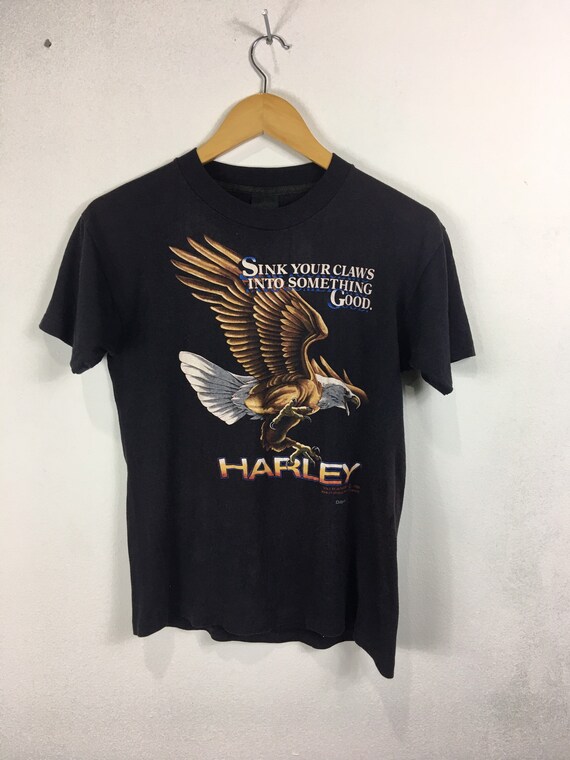 Vintage Harley Davidson 3D Emblem Eagles Shirt