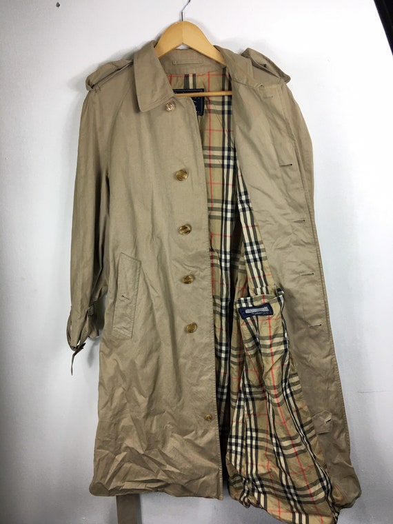 Vintage 90s Burberrys Trench Coat Nova Check Inside D Gem Vintage 90s Burberrys Trench Coat Nova, Trench Coat Vintage Burberry