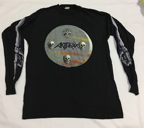 Rare Vintage Anthrax Tour 1990 long sleve band sh… - image 3