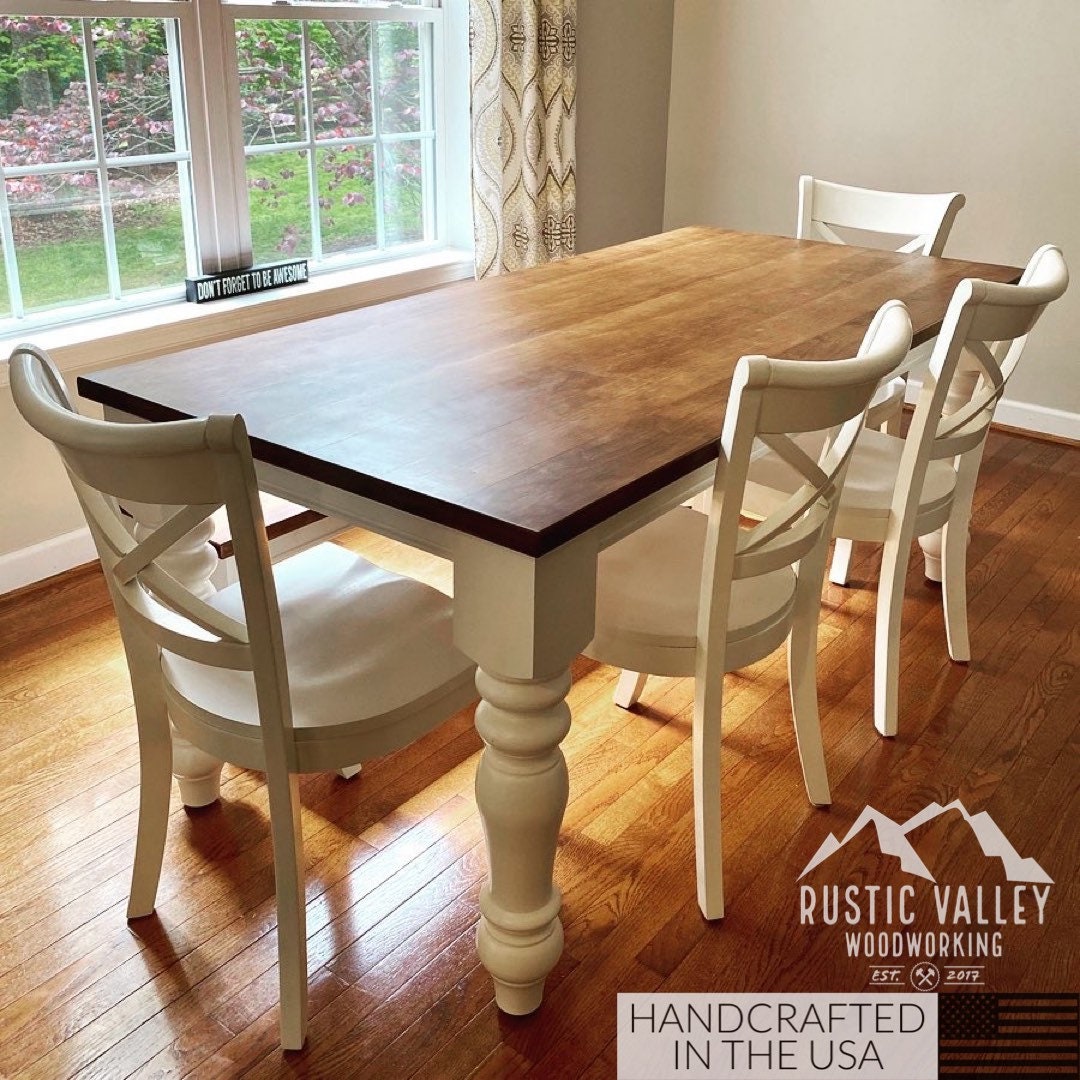 Turned Leg Farmhouse Dining Table Farmhouse Dining Table - Etsy