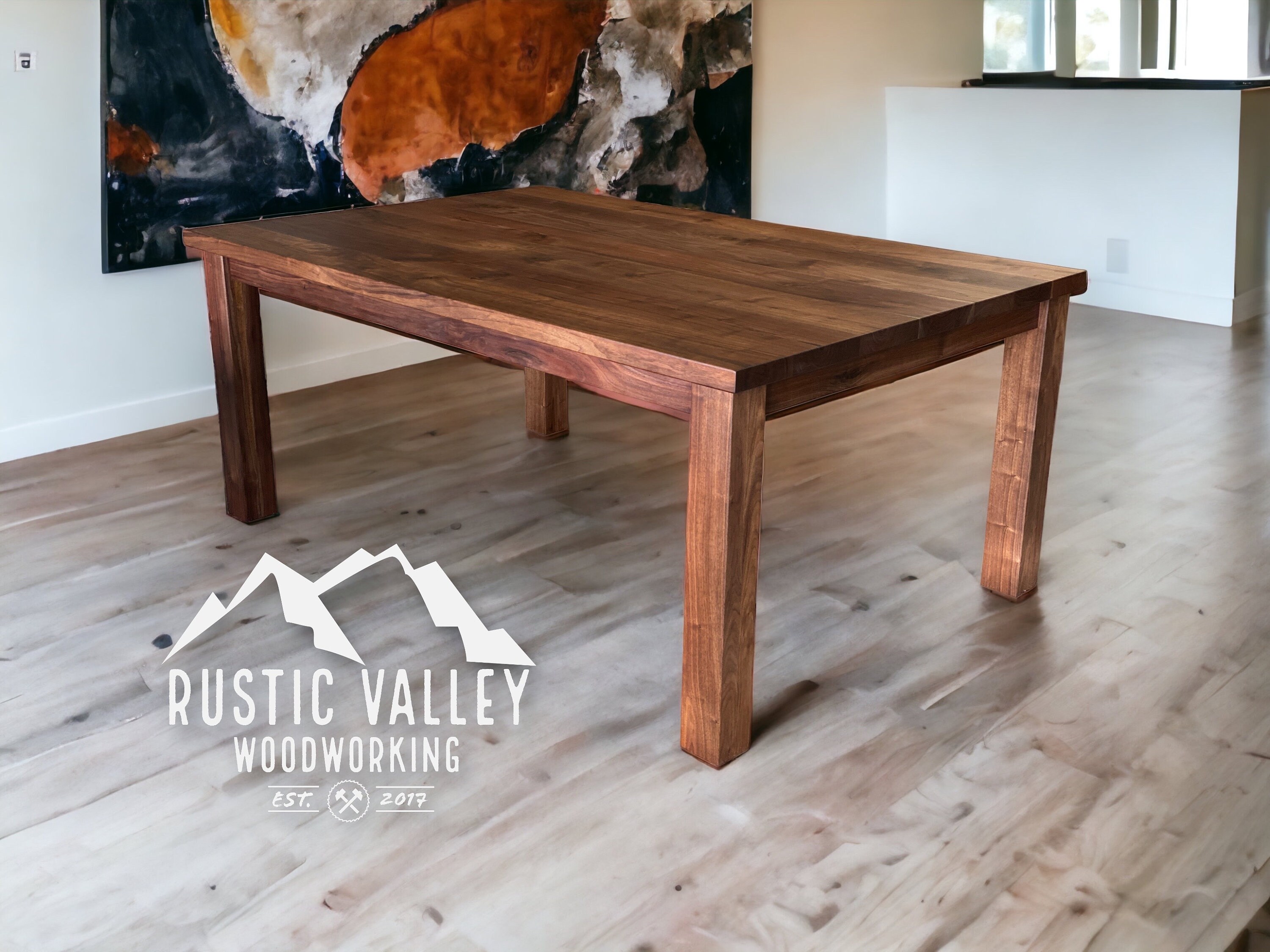Solid Rustic Walnut Farmhouse Dining Table Kitchen Table Dining