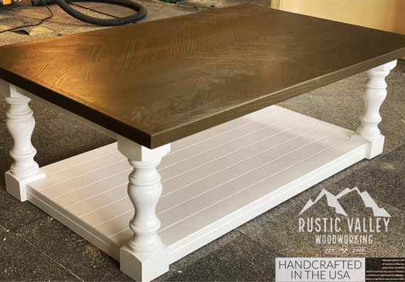 Barade Coffee Table Turned Leg Herringbone Solid Wood Barade Coffee Table Turned Leg, Solid Wood Coffee Tables Made In Usa