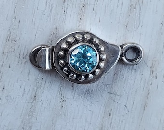 Blue Topaz Bali silver box clasp // 22x11mm