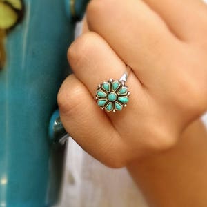 Turquoise flower ring hotsell