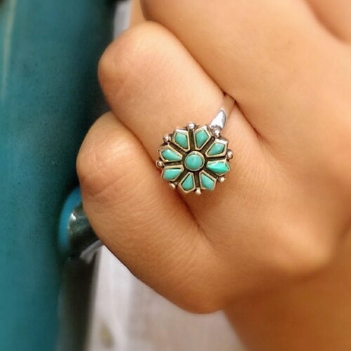 Sterling Silver Turquoise Ring/boho Turquoise Ring/native Etsy