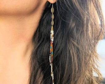 Handmade Native Style Seed Bead Earrings | 7 in.