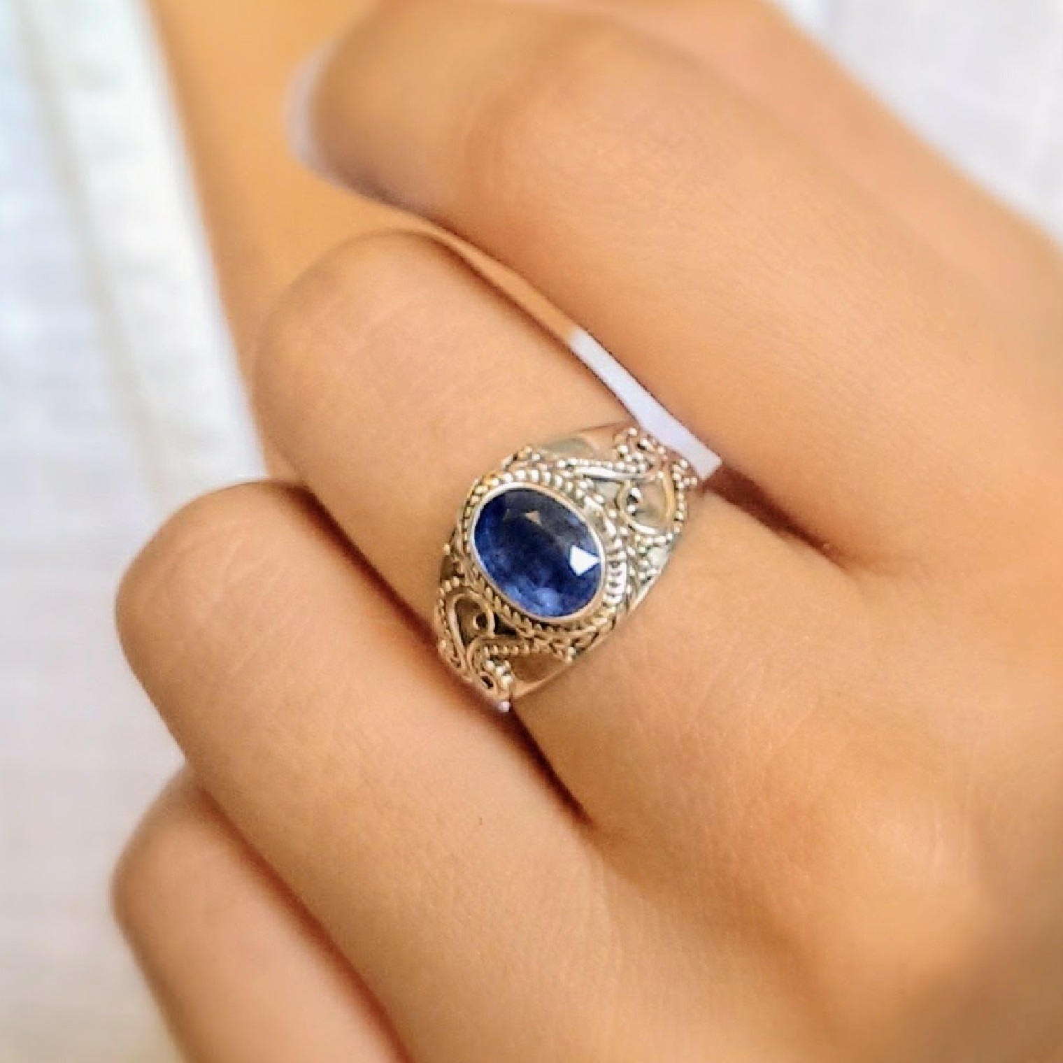 Kyanite ring blue stone ring bohemian ring gypsy ring | Etsy