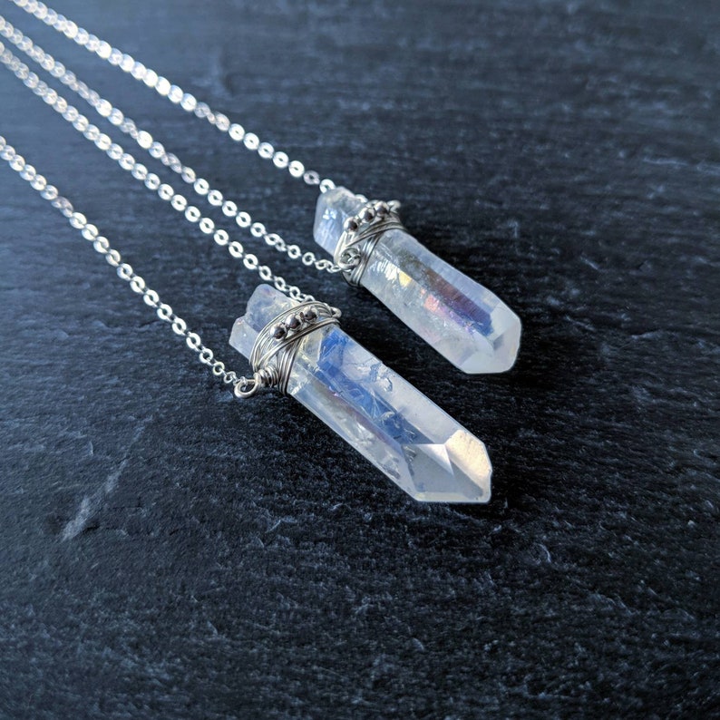 Raw crystal necklace natural quartz necklace rainbow | Etsy