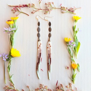 Beaded earrings - boho earrings - native earrings - seed bead earrings - fringe earrings - gift for wife - boho wedding earrings