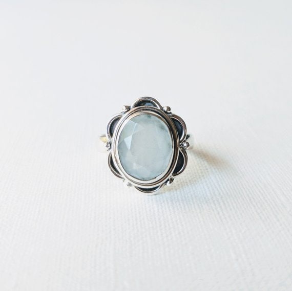 Turquoise stone ring bohemian ring boho silver ring gift for daughter nickle free gift for best friend filigree ring