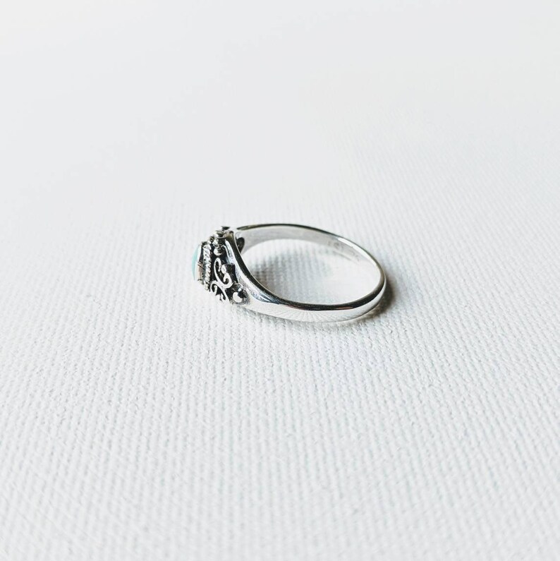 Turquoise stone ring bohemian ring boho silver ring gift for daughter nickle free gift for best friend filigree ring