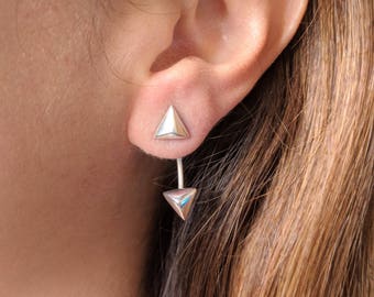 Triangle ear jacket - geometric earring - double sided earring - spike ear jacket - modern earring - contemporary ear jacket - nickel free