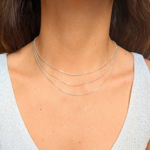 Triple Layer Necklace - Necklace Silver Set - Multistrand Necklace ...