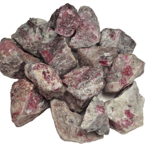 Hypnotic Gems: 2 lbs Wholesale Ruby in Quartz Rough Stones - Tumbling, Tumbler Rocks, Reiki