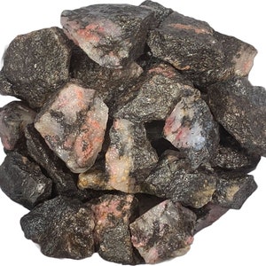 Materiały Hypnotic Gems: 1 funt surowych kamieni rodonitowych z Madagaskaru - surowe naturalne kryształy do obróbki kamieni szlachetnych, wyrobu biżuterii i rzemiosła