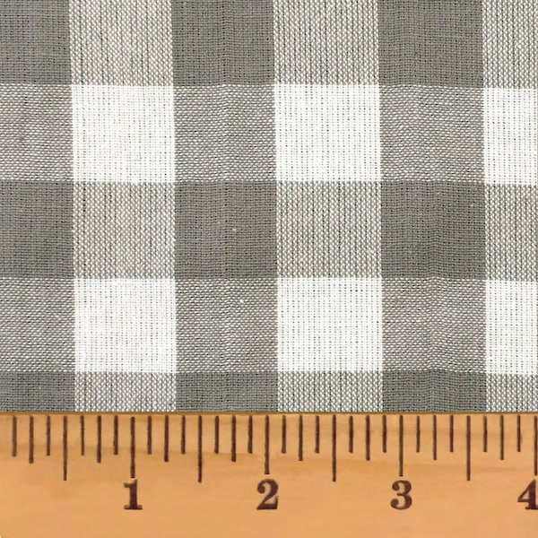 Full Yard- Magnolia Gray White Buffalo Checkered Plaid Homespun Cotton Fabric