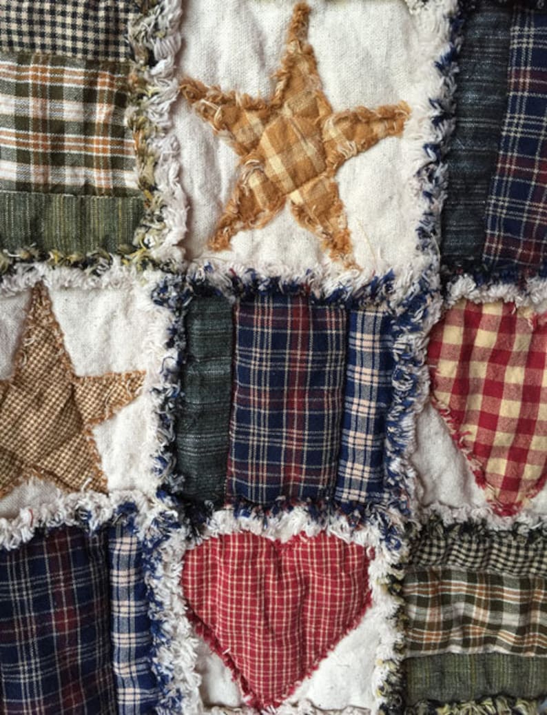 Folk Art Ragged Quilt Throw Pattern Digital Download - Etsy