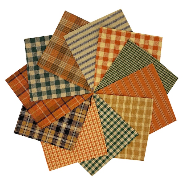 5 inch -- 40 Autumn Spice Homespun Quilt Squares