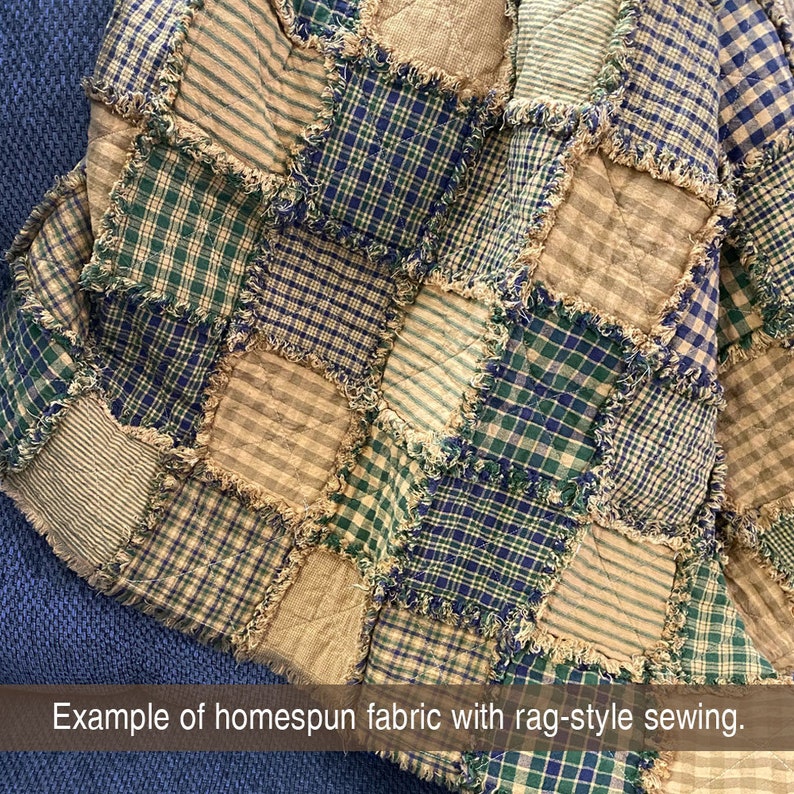 Cozy Ragged Homespun Quilt Kit Finished size 40 x 50 image 4