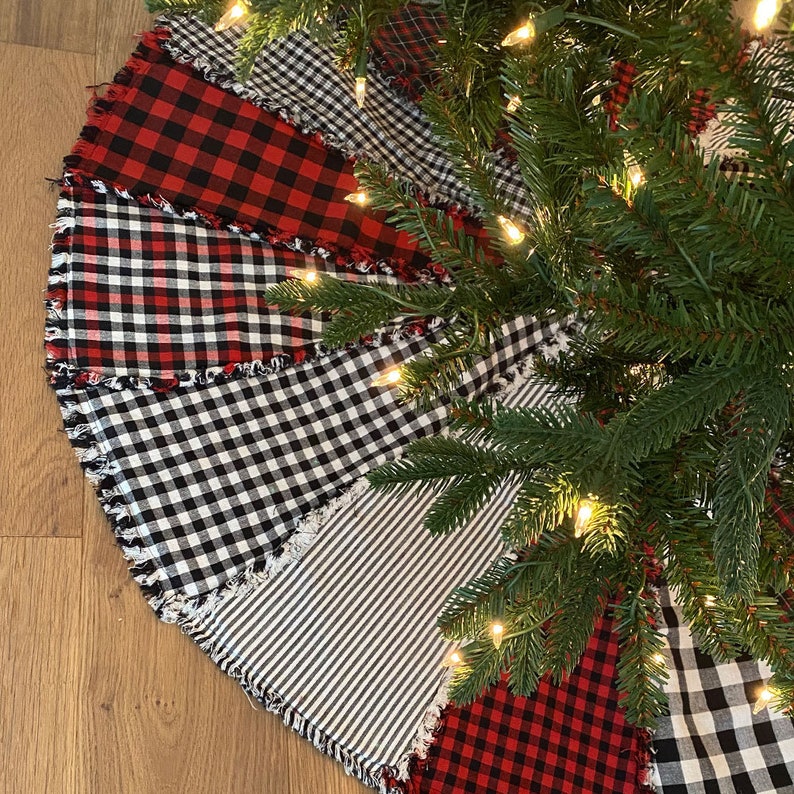 Buffalo Lodge Plaid Ragged Christmas Tree Skirt Kit Plus Etsy