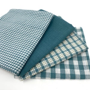 Set of 4 Fat Quarters - Ginger Blue Assorted Plaid Bundle