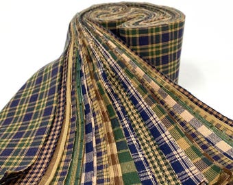22 pc Cozy Plaid Blue & Green Homespun Cotton Plaid Fabric Strips Precut (Jelly Roll) - 2.5 X 44 inch