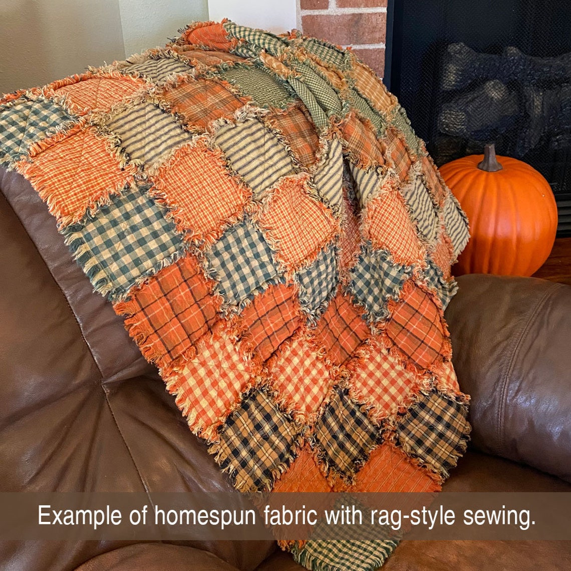 Autumn Spice Ragged Homespun Quilt Kit Finished Size Etsy