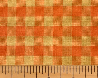 Full Yard- Pumpkin Primitive Mini Buffalo Plaid Orange Homespun Cotton Fabric