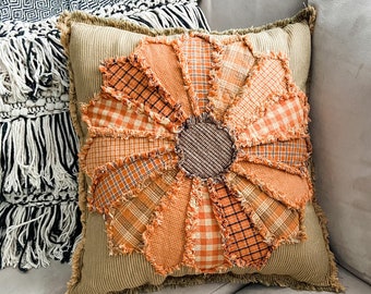 Flower Pillow Rag Style Pattern with Two Petal Shape Design Options - Digital