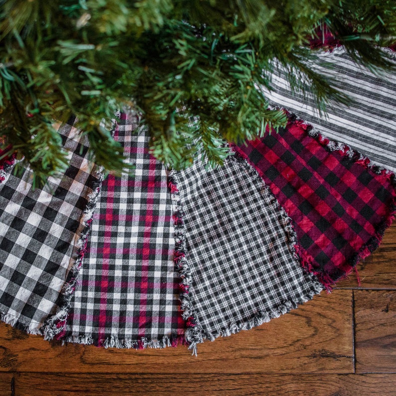Buffalo Lodge Plaid Ragged Christmas Tree Skirt Kit Plus Etsy